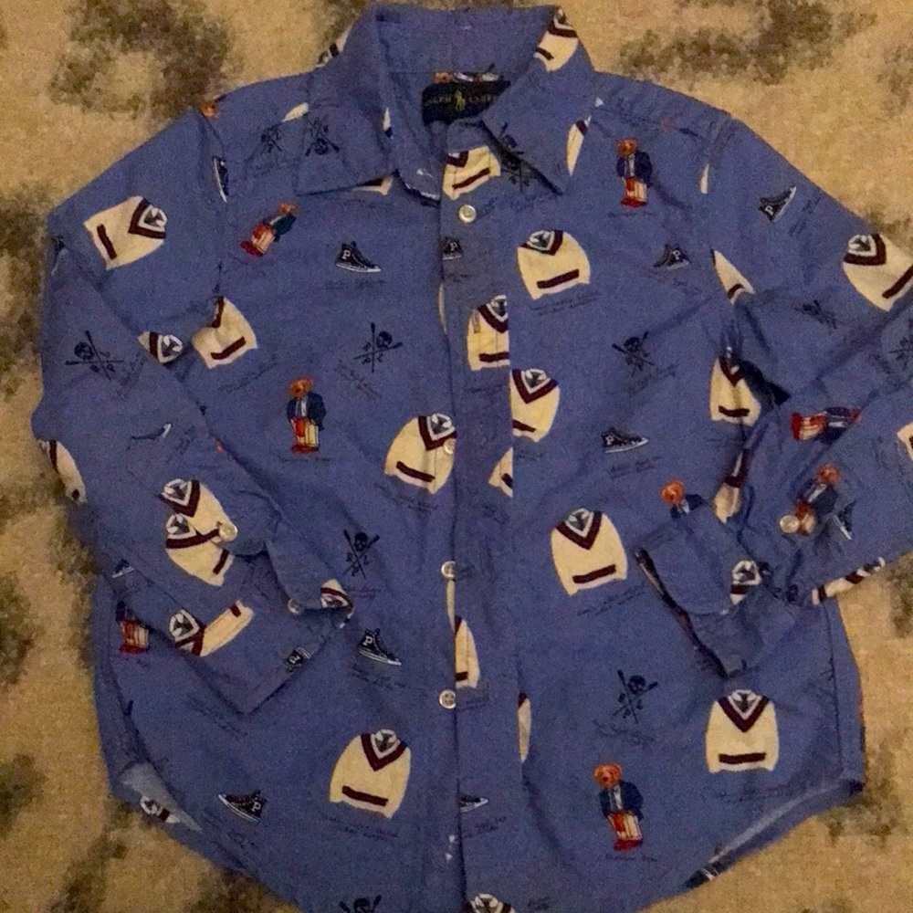 Boys polo bear button up shirt.